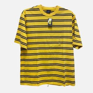 Roundtree & Yorke Mens L Yellow Striped Short Sleeve T- Shirt - New With Tags